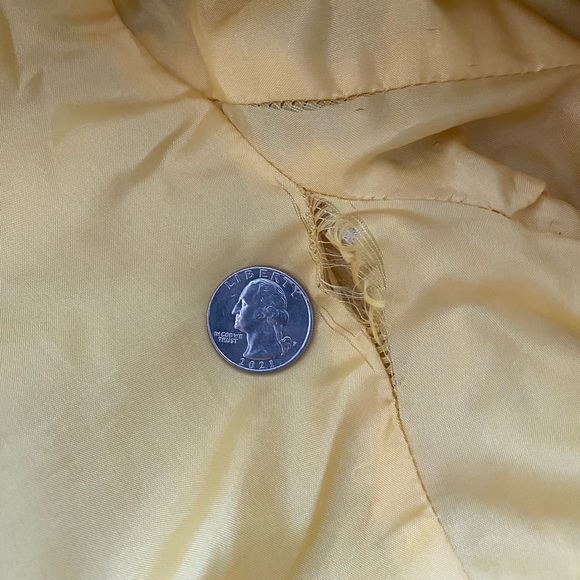 Talbots Yellow Mustard Double Breasted Herringbone Wool Peacoat Size Petite 4P - Picture 7 of 10